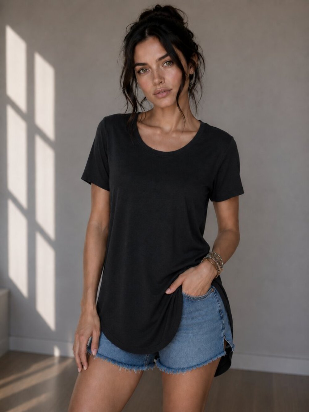 @danniejbdb 4 Daily Ritual Jersey Short Sleeve Shirts W/ S High-Low Tunic NWT - Picture 5 of 15